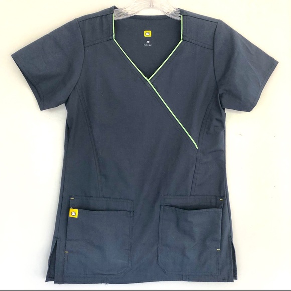 NWOT WonderWink Navy Scrub Top Size XS - Picture 1 of 6